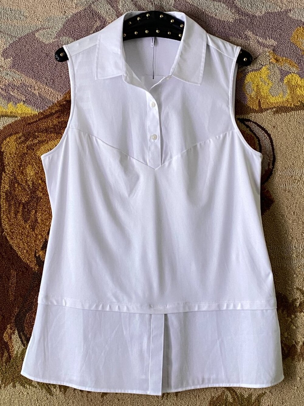NWT Foxcroft SASHA Sz L White  Knit-Woven Sleeveless Layering Tunic Sleeveless